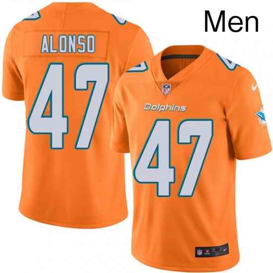 Mens Nike Miami Dolphins 47 Kiko Alonso Limited Orange Rush Vapor Untouchable NFL Jersey